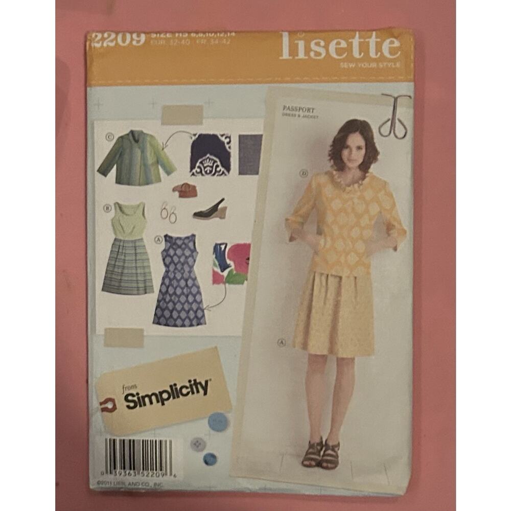 Simplicity 2209 Sewing Pattern Women’s Dress And Jacket Size 6-14 Lisette Uncut